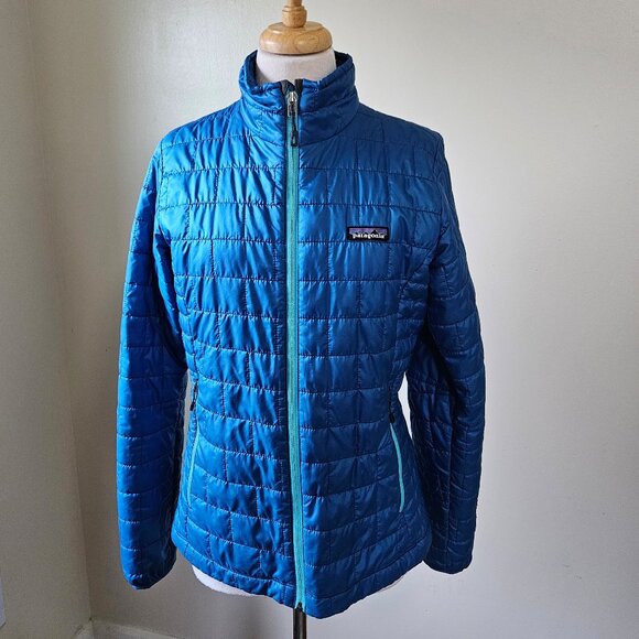 Patagonia Nano Puff Full Zip Up Insulated Jacket Womens Size Medium Solid Blue - Picture 1 of 8